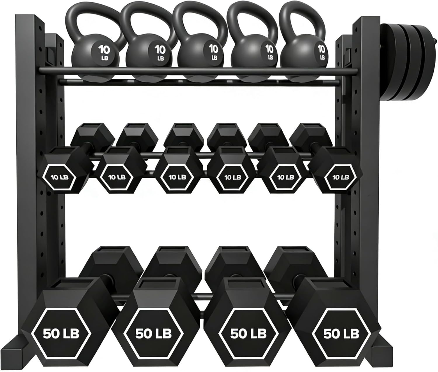 Home Gym Rack - Стеллаж для гантелей 3-уровневый, стальной, серебристый,