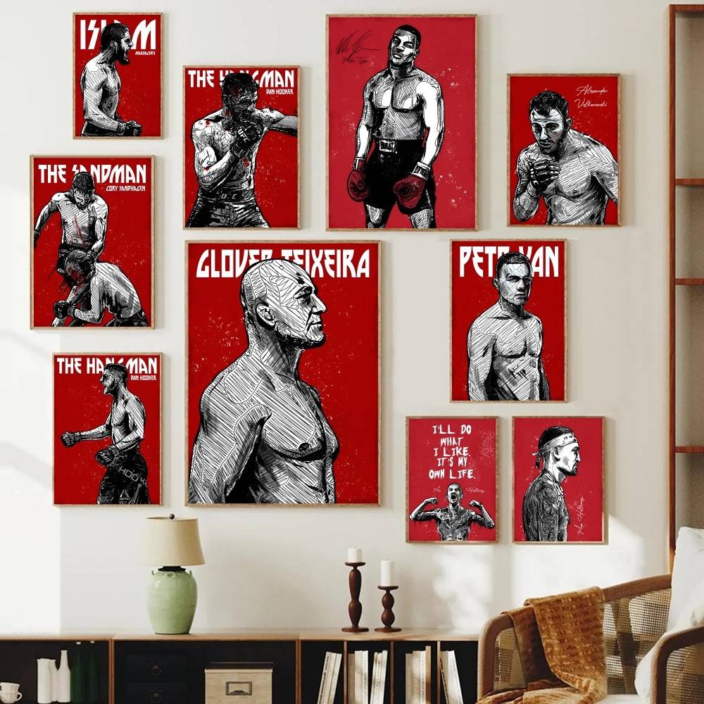 Home Gym Quotes - Постер «Боец» в стиле гранж: портрет