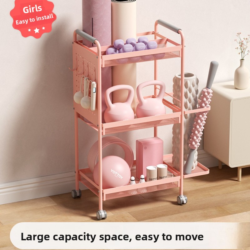 Home Gym Yoga Mat Storage - Минималистичная железная многоярусная передвижная стойка-органайзер для