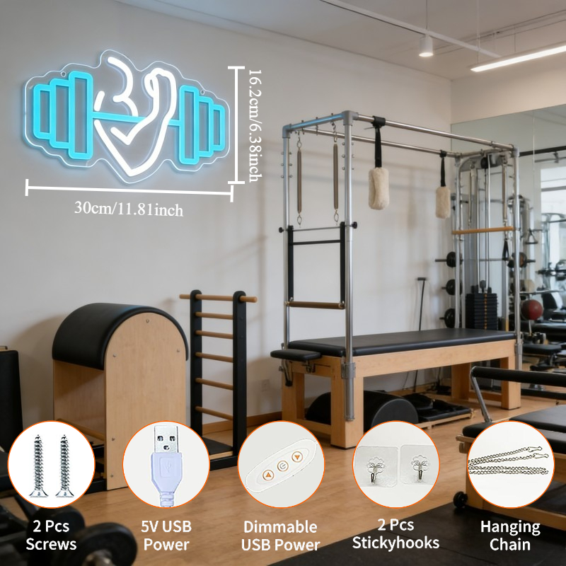 Неоновая вывеска LED «Бицепс»  – обзор и цена Home Gym Quotes
